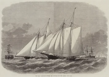 Das Ozean-Yachtrennen zwischen der Dauntless und der Cambria, der Start